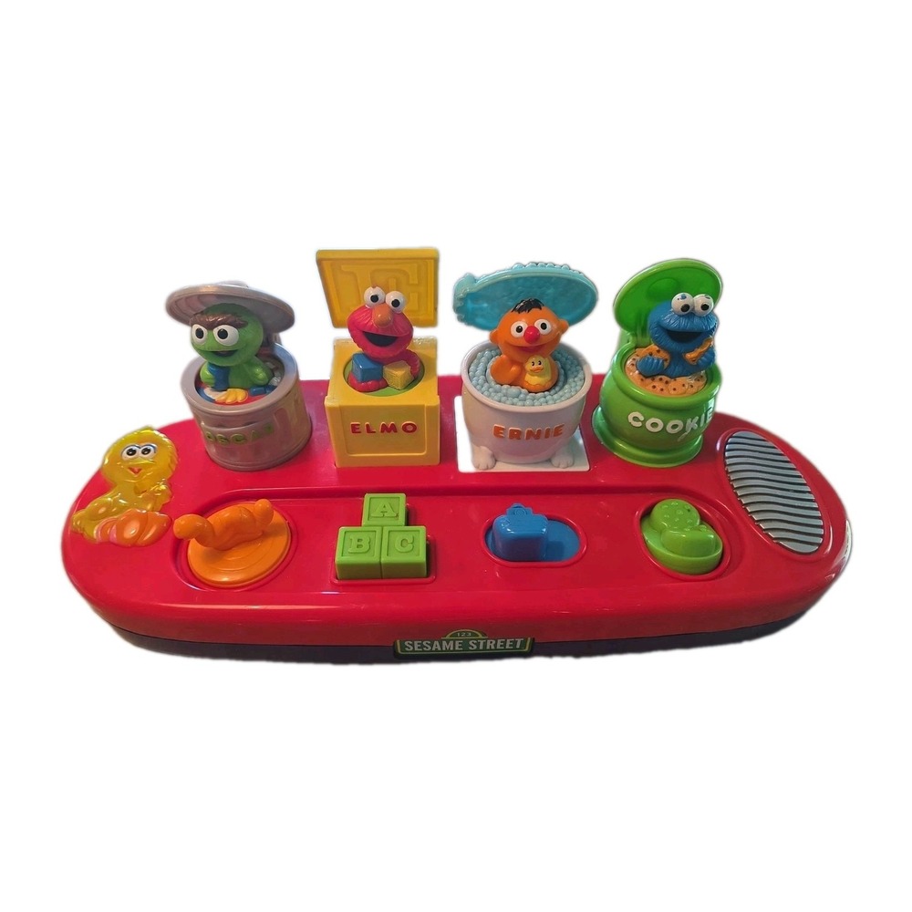 Mattel Sesame Street Pop Up Pals 2002 Oscar Elmo Ernie Cookie Monster Working